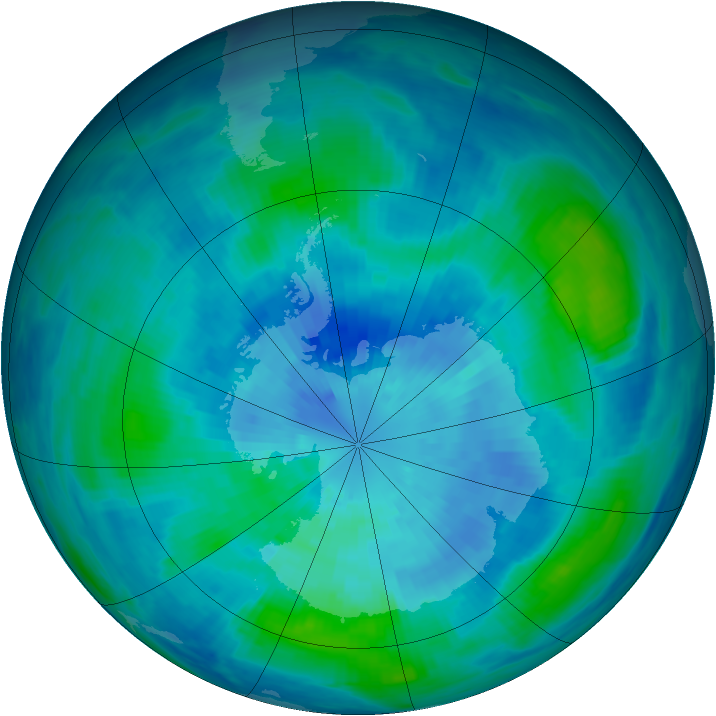 Antarctic ozone map for 21 March 1986